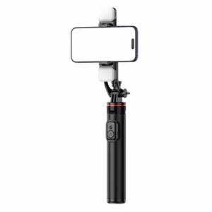 Selfipulk WC12YDS 1.3m alumiiniumisulamist teleskoopstatiiv kahe lambiga ja telefonihoidikuga - must