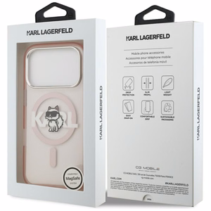 KARL LAGERFELD ümbris jaoks IPHONE 17 Pro compatible with MagSafe KLHMP17LHGCHGKBP (IML Choupette Sketch Logo) roosa