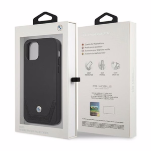 BMW nahast perforeeritud ümbris iPhone 12 / iPhone 12 Pro jaoks - must