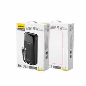 Dudao K15Pro Power Bank 20000mAh 22.5W PD USB-C / USB-A / sisseehitatud Lightning ja USB-C kaablid - must