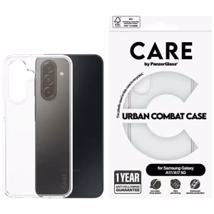CARE by PanzerGlass Flagship Urban Combat Ümbris for Samsung Galaxy M17 5G / A17 / A17 5G - läbipaistev