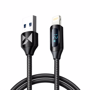 USB-A Kaabel - Lightning Wozinsky WUALC1 with LED Display 2.4A 1m - must
