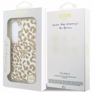 Guess ümbris IML Leopard Print Triangle MagSafe for Samsung Galaxy S26 pruun