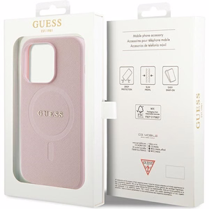 Guess GUHMP14LPSAHMCP case for iPhone 14 Pro - pink Saffiano MagSafe