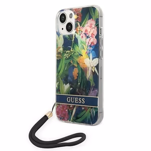 Guess GUOHCP14SHFLSB iPhone 14 6.1 "sinine / sinine hardcase Flower Strap