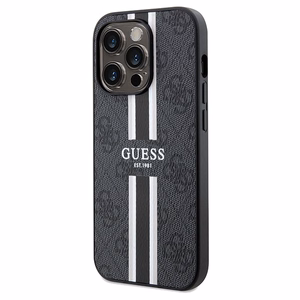 Guess 4G Printed Stripes MagSafe чехол для iPhone 15 Pro Max - чёрный