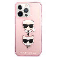 Karl Lagerfeld KLHCP13LKCTUGLP iPhone 13 Pro / 13 6,1" różowy / roosa kõvakott Glitter Karl's & Choupette