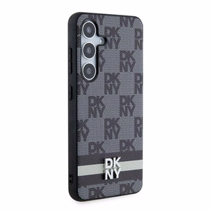 DKNY Leather Checkered Mono Pattern & Printed Stripes Ümbris jaoks Samsung Galaxy S24 - Must