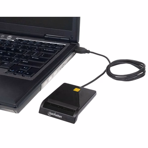 Manhattan USB-A kontakt-kiipkaardilugeja, 12 Mbps, väline, must, kaabel 105 cm