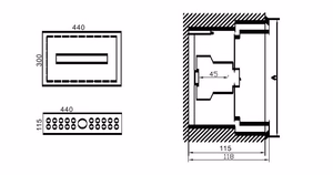 MCB Box TIBOX 440x300x115mm; 1x16P, Flush Mount, Indoors use