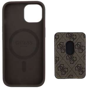 Guess 4G Stripes ümbris with Magsafe wallet jaoks iPhone 15 brown