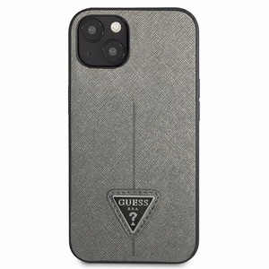 Guess GUHCP13SPSATLG iPhone 13 mini 5,4 "hõbedane / hõbedane hardcase SaffianoTriangle Logo
