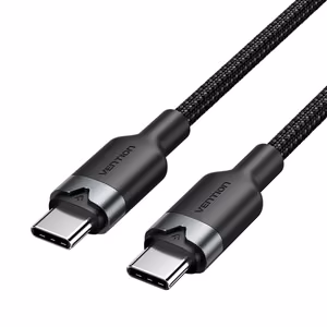 Vention USB-C–C kaabel, punutud, 3A, 480Mbps, 60W, 2m, must