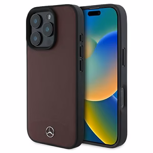 Mercedes Textured And Plain Leather MagSafe ümbris jaoks iPhone 16 Pro Max - punane