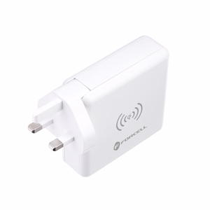 Multifunction laadija Forcell F-Energy 4in1 2 x USB A + USB C 15W + akupank 8000mAh + juhtmevaba charging valge