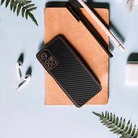 TEL PROTECT Leather Carbon Ümbris jaoks Xiaomi Redmi Note 11 5G/Note 11S 5G/Poco M4 Pro 5G Must