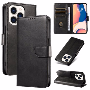 Leather Book Ümbris jaoks iPhone 16 Pro - must