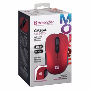 DEFENDER GASSA MM-105 RF vaikne hiir punane