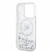 Karl Lagerfeld Liquid Glitter Karl Head MagSafe ümbris jaoks iPhone 15 Pro Max - läbipaistev