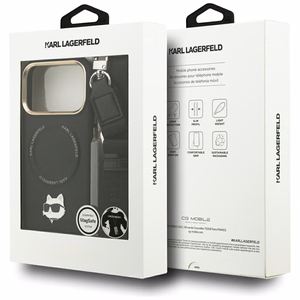 Karl Lagerfeld Big Strap Choupette Metal Logo MagSafe Ümbris jaoks iPhone 17 Pro Max - must