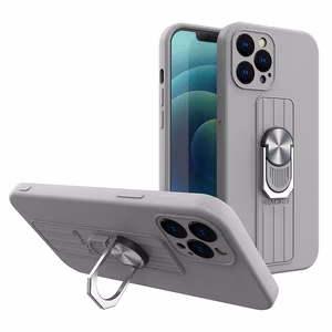 Ring Чехол силиконовый с кольцом-держателем и подставкой для Xiaomi Redmi 10X 4G / Xiaomi Redmi Note 9 серебряный
