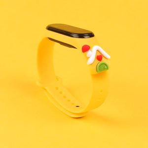 Ремешок Xmas для Xiaomi Mi Band 5 / 6 рождественский силиконовый браслет с домиком - жёлтый