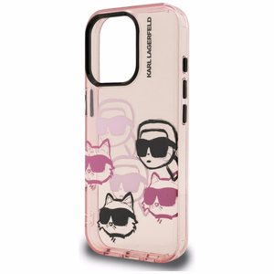 Karl Lagerfeld IML Multi K&C Head Pattern Ümbris jaoks iPhone 16 Pro Max - Roosa