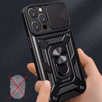Hybrid Armor Camshield iPhone 16 Pro Max Armored Ümbris with Camera Cover and Stand - Must