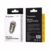 Wozinsky 65W Car Laadija USB-C PD 65W / USB-A 45W QC 3.0 - must