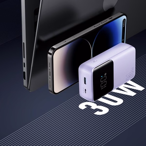 Joyroom JR-PBC07 20000mAh 30W мини пауэрбанк с кабелями USB-C и Lightning - фиолетовый