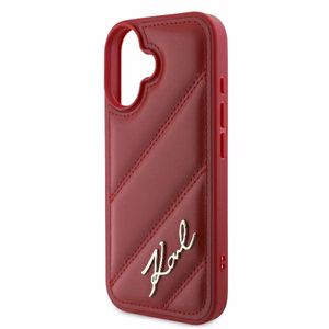 Karl Lagerfeld Diagonal Quilted Script iPhone 16 Ümbris - punane