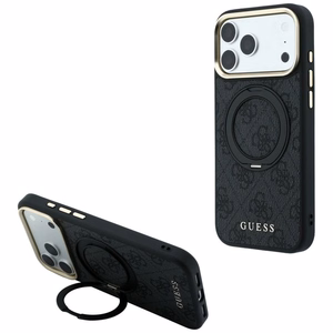 Guess Ring Stand 360 4G Classic Logo MagSafe ümbris mudelitele iPhone 17 Pro Max / 18 Pro Max, must