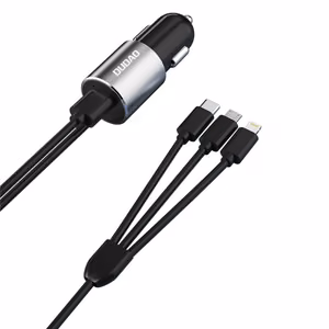 Dudao 3in1 USB car laadija 3,4 A built-in kaabel Lightning / USB Type C / micro USB must (R5ProN must)
