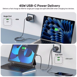 Unitek GaN võrgulaadija 45W 2x USB-C PD 3.0 QC