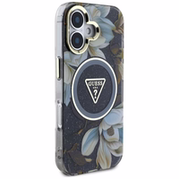Guess Glitter Flowers Triangle Buttons MagSafe ümbris jaoks iPhone 16 must