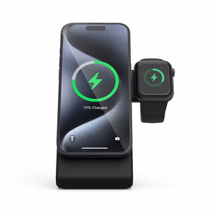 Crong MagSpot Pivot Stand kolm-ühes juhtmevaba laadija iPhone'ile, Apple Watchile ja AirPodsidele, MagSafe'iga ühilduv, must