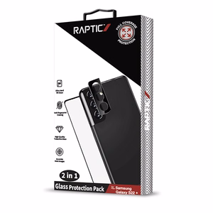 Raptic Glass 2-in-1 kaitsekomplekt seadmele Samsung Galaxy S22+: 9H ekraanikaitse ja kaamera objektiivikaitse