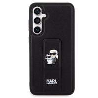 Karl Lagerfeld Gripstand Saffiano Karl&Choupette Pins ümbris jaoks Samsung Galaxy S23 FE - must