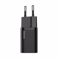 Laadija Baseus Super Si 25W USB-C + USB-C to USB-C kaabel 1.0m must TZCCSUP-L01