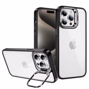 Tel Protect Kickstand Ümbris + camera glass (lens) jaoks Iphone 15 Plus must