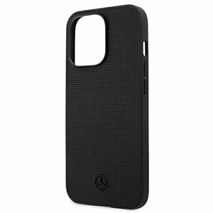 Mercedes nahast metallist logoga ümbris iPhone 13 Pro / iPhone 13 jaoks - must