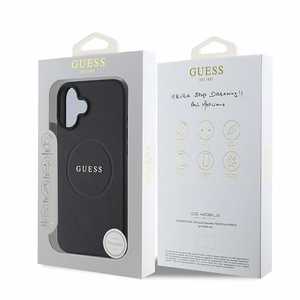 Чехол Guess Grained Gold Ring MagSafe для iPhone 16 Plus - чёрный