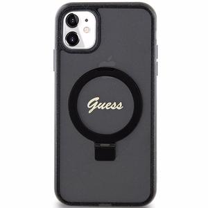 Guess Ring Stand Script Glitter MagSafe ümbris jaoks iPhone 11 / Xr - must