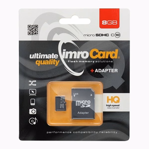 Карта памяти IMRO microSD 8GB 100MB/s class 10 UHS I с адаптером SD