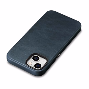 iCarer Oil Wax Premium Leather Case iPhone 14 Plus Magnetic Leather Case with MagSafe Dark Blue (WMI14220703-BU)
