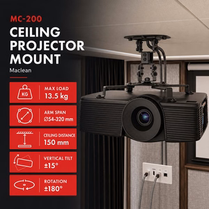 Maclean MC-200 B projektori laekinnitus, 54–320 mm, kuni 13,5 kg, 360° pööratav