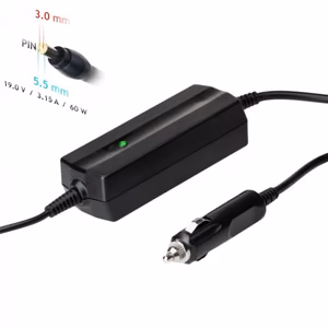Autolaadija jaoks laptop Akyga AK-ND-38 (19V / 3.16A 60W 5.5 x 3.0mm + pin) SAMSUNG 1.2m