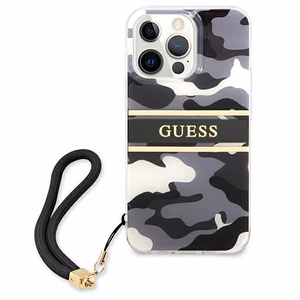 Guess GUHCP13LKCABBK iPhone 13 Pro / 13 6.1" чёрный/чёрный жёсткий чехол Camo Strap Collection