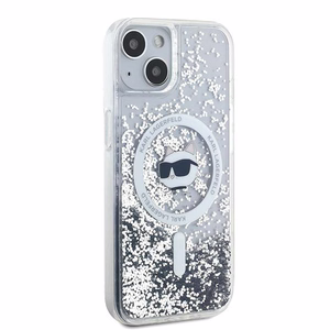 Karl Lagerfeld Liquid Glitter Choupette Head MagSafe ümbris jaoks iPhone 15 / 14 / 13 - läbipaistev