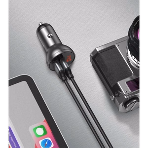 Autolaadija Baseus CCBX-0G hall 24W (2xQC3.0 / LED VOLTMEETRIGA)